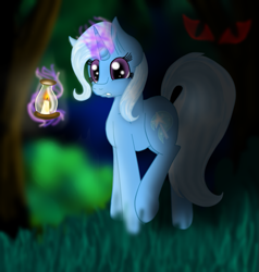 Size: 873x916 | Tagged: safe, artist:pinkgalaxy125, derpibooru import, trixie, pony, unicorn, female, lamp, magic, mare, night, solo