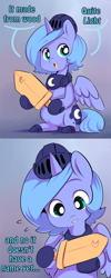 Size: 540x1348 | Tagged: safe, artist:ende26, princess luna, alicorn, pony, cute, filly, looking at you, lunabetes, open mouth, smiling, solo, tumblr, wooden sword, woona, woona knight