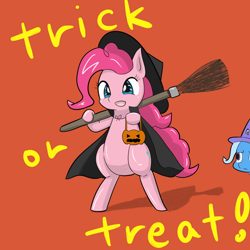 Size: 1000x1000 | Tagged: safe, artist:aggai, derpibooru import, pinkie pie, trixie, earth pony, pony, unicorn, clothes, costume, cute, diapinkes, female, halloween, mare, pixiv, witch