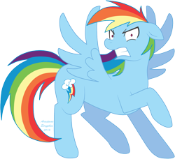 Size: 895x818 | Tagged: safe, artist:arastane-siryphia, rainbow dash, pegasus, pony, blue coat, blue wings, female, mare, multicolored mane, simple background, smiling, solo