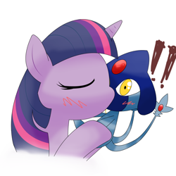 Size: 1000x1000 | Tagged: safe, artist:hoyeechun, derpibooru import, twilight sparkle, azelf, crossover, kissing, pokémon