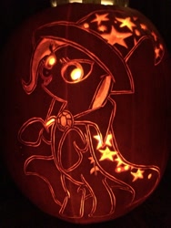 Size: 1024x1365 | Tagged: safe, artist:midnightrushpony, derpibooru import, trixie, pony, unicorn, female, halloween, jack-o-lantern, mare, nightmare night, pumpkin, solo