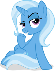 Size: 4152x5329 | Tagged: safe, artist:shutterflyeqd, derpibooru import, trixie, pony, unicorn, road to friendship, absurd resolution, bedroom eyes, female, looking at you, mare, raised eyebrow, simple background, sitting, solo, transparent background, vector