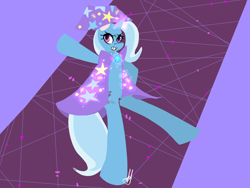 Size: 1024x768 | Tagged: safe, artist:crowcaps, derpibooru import, trixie, pony, unicorn, female, glowing horn, magic, mare, solo