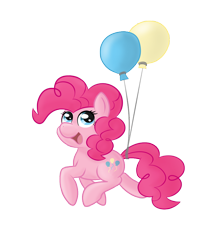 Size: 800x922 | Tagged: dead source, safe, artist:spaerk, pinkie pie, earth pony, pony, balloon, filly, floating, foal, open mouth, solo, then watch her balloons lift her up to the sky