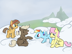 Size: 2000x1500 | Tagged: safe, artist:ambrosebuttercrust, butterscotch, dumb belle, dumbbell, fluttershy, hoops, rainbow blitz, rainbow dash, pegasus, pony, colt, filly, foal, rule 63