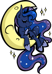 Size: 2498x3593 | Tagged: safe, artist:kimikonyanchan, princess luna, alicorn, pony, eyes closed, moon, on back, simple background, sleeping, solo, tangible heavenly object, transparent background