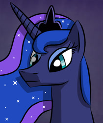 Size: 861x1024 | Tagged: safe, artist:platinumdrop, princess luna, alicorn, pony, female, horn, mare, portrait, solo