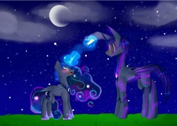 Size: 810x576 | Tagged: safe, artist:tf999dreams, princess luna, alicorn, pony, crossover, crossover shipping, gala ticket, moon, ponified, shipping, soundwave (transformers), ticket, transformers, transformers prime