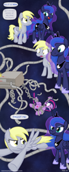 Size: 1280x3160 | Tagged: safe, artist:moemneop, derpy hooves, princess luna, twilight sparkle, alicorn, pegasus, pony, comic:return to equestria, comic, dream walker luna, female, mare