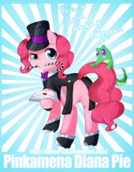 Size: 607x780 | Tagged: dead source, safe, artist:tomoe-chi, gummy, pinkie pie, earth pony, pony, candy, candy cane, female, food, plot