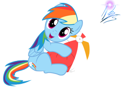 Size: 8000x6000 | Tagged: dead source, safe, artist:nightmaremoons, rainbow dash, pegasus, pony, absurd resolution, ball, beach ball, cute, dashabetes, looking at you, simple background, solo, transparent background, vector
