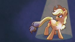 Size: 1366x768 | Tagged: safe, artist:saphamia, applejack, earth pony, pony, elements of harmony, solo, spotlight