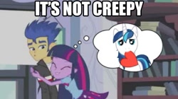 Size: 655x367 | Tagged: safe, edit, edited screencap, screencap, flash sentry, shining armor, twilight sparkle, friendship is witchcraft, equestria girls, equestria girls (movie), brad, dreamy cutebottom, female, flashlight, hug, implied incest, male, not creepy, not incest, straight