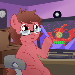 Size: 1500x1500 | Tagged: safe, artist:madmax, oc, glasses, ponified, vronboy