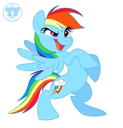 Size: 1000x1041 | Tagged: safe, artist:nanook123, rainbow dash, pegasus, pony, bipedal, female, mare, open mouth, simple background, solo, white background