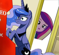 Size: 600x560 | Tagged: source needed, safe, artist:johnjoseco, artist:luckreza8, dean cadance, princess cadance, princess luna, equestria girls, friendship games, 1000 years in photoshop, exploitable meme, meme, neo geo, neo geo celestia