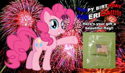 Size: 912x533 | Tagged: safe, pinkie pie, earth pony, pony, 4th july, american independence day, china, fail, independence day, irony, made in china, united states