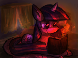 Size: 1500x1112 | Tagged: safe, artist:conversekicker, derpibooru import, twilight sparkle, book, smiling