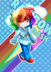 Size: 708x1000 | Tagged: safe, artist:塗料の初, rainbow dash, humanized, pixiv, solo