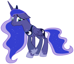 Size: 11756x10205 | Tagged: safe, artist:myrami, princess luna, alicorn, pony, luna eclipsed, absurd resolution, crossed hooves, crossed legs, female, floppy ears, frown, looking at you, mare, raised hoof, sad, shame, simple background, solo, transparent background, vector