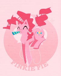 Size: 600x743 | Tagged: safe, artist:steveholt, pinkie pie, earth pony, pony, cutie mark, cutie mark background, female, hooves, jumping, lineless, mare, solo