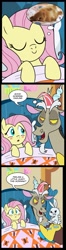 Size: 682x2585 | Tagged: safe, artist:madmax, angel bunny, discord, fluttershy, pegasus, pony, rabbit, bed, blush sticker, blushing, comic, dream, hat, q, star trek, star trek: the next generation