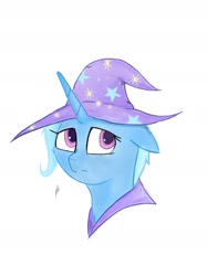 Size: 1600x2144 | Tagged: safe, artist:groomlake, derpibooru import, trixie, pony, unicorn, colored, hat, simple background, white background