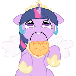 Size: 5000x5000 | Tagged: safe, artist:bri-sta, artist:somepony, derpibooru import, twilight sparkle, absurd resolution, costume, cute, fake wings, filly, filly twilight sparkle, grin, hnnng, looking up, mouth hold, nightmare night, pumpkin bucket, simple background, smiling, solo, that pony sure does love celestia, transparent background, trick or treat, twiabetes, twilight wants to be a princess, vector, weapons-grade cute