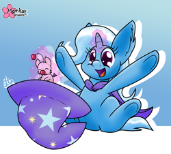 Size: 1000x902 | Tagged: safe, artist:clouddg, derpibooru import, trixie, pony, unicorn, cute, diatrixes, female, final fantasy, mare, moogle, solo