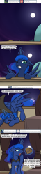 Size: 1000x4234 | Tagged: safe, artist:theparagon, princess luna, alicorn, pony, colored pupils, comic, hunted luna, magic, offscreen character, pov, saddle bag, tumblr