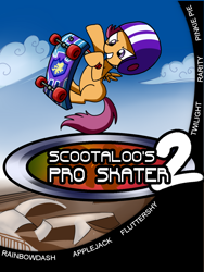 Size: 900x1200 | Tagged: safe, artist:madmax, scootaloo, crossover, parody, tony hawk, tony hawk's pro skater, video game