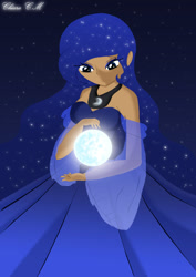 Size: 800x1132 | Tagged: safe, artist:chiaracm, princess luna, human, humanized, moon, solo