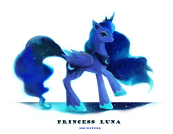 Size: 1154x894 | Tagged: safe, artist:blackywolfer, princess luna, alicorn, pony, female, horn, mare, simple background, solo, white background