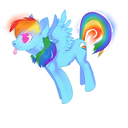 Size: 720x720 | Tagged: safe, artist:affanita, rainbow dash, pegasus, pony, blue coat, female, mare, multicolored mane, solo, tongue out