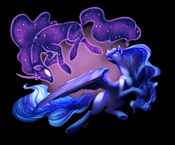 Size: 900x747 | Tagged: safe, artist:pixel-prism, princess luna, tantabus, alicorn, pony, do princesses dream of magic sheep, black background, crying, female, mare, simple background