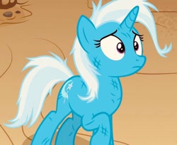 Size: 882x720 | Tagged: safe, derpibooru import, screencap, trixie, pony, unicorn, road to friendship, cropped, female, mare, messy mane, solo