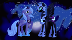 Size: 1280x720 | Tagged: safe, artist:jbond, nightmare moon, princess luna, alicorn, pony, crying, duality, s1 luna, self ponidox