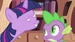 Size: 640x360 | Tagged: safe, artist:capnpea, derpibooru import, edit, edited screencap, screencap, spike, twilight sparkle, dragon, fimbriae, wat