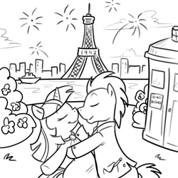 Size: 1000x1000 | Tagged: safe, artist:madmax, doctor whooves, twilight sparkle, doctwi, eiffel tower, paris, shipping