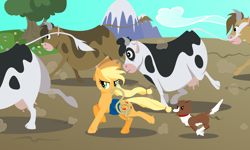 Size: 10000x6000 | Tagged: safe, artist:kittita, applejack, winona, earth pony, pony, absurd resolution, female, mare