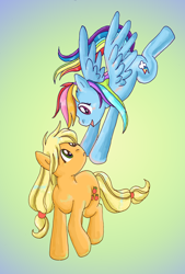 Size: 2300x3408 | Tagged: safe, artist:lotothetrickster, applejack, rainbow dash, earth pony, pegasus, pony, female, high res, mare