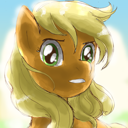 Size: 2546x2555 | Tagged: safe, artist:lotothetrickster, applejack, earth pony, pony, close-up, high res, loose hair, solo