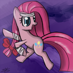 Size: 900x900 | Tagged: safe, artist:speccysy, pinkie pie, earth pony, pony, female, mare, pink coat, pink mane, ribbon, solo