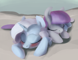 Size: 1280x993 | Tagged: safe, artist:dotkwa, derpibooru import, maud pie, trixie, pony, unicorn, blushing, female, lesbian, mare, mauxie, shipping, sleeping