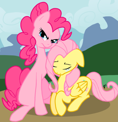 Size: 1427x1471 | Tagged: safe, artist:frostheartissiamese, fluttershy, pinkie pie, earth pony, pegasus, pony, crying, female, mare