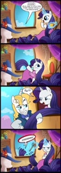 Size: 784x2200 | Tagged: safe, artist:madmax, prince blueblood, rarity, pony, unicorn, blueabuse, comic, parody, rapunzel, raripunzel, spanish, translation