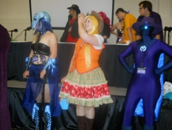 Size: 1024x768 | Tagged: safe, photographer:eratosofcyrene, applejack, nightmare moon, human, bronycon, cosplay, irl, irl human, photo