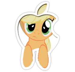 Size: 375x360 | Tagged: safe, applejack, earth pony, pony, apple (company), female, mare, solo, sticker