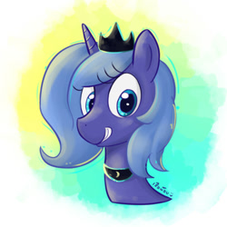 Size: 512x512 | Tagged: safe, artist:blackligerth, princess luna, alicorn, pony, filly, grin, solo, woona